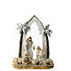 Shabby Chic Nativity with arch of palm trees, resin, 20x15x5 cm s1