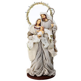 Holy Family resin and beige gold cloth h 50 cm