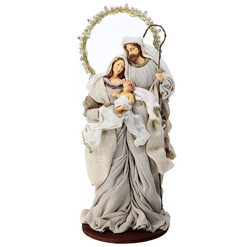 Holy Family resin and beige gold cloth h 50 cm 1