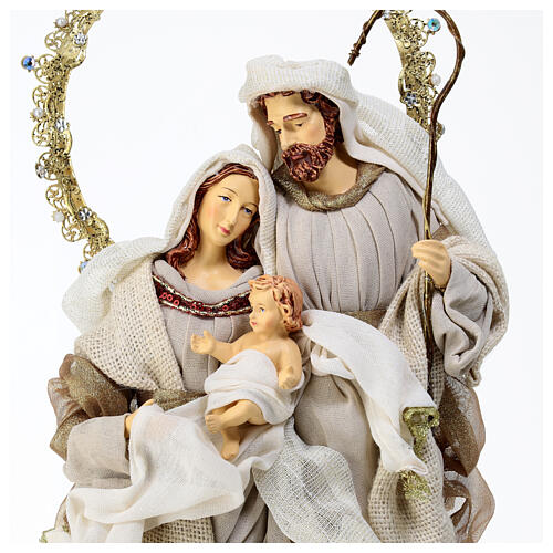 Holy Family resin and beige gold cloth h 50 cm 2