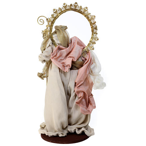Holy Family, resin and fabric, gold and pink, h 50 cm 6