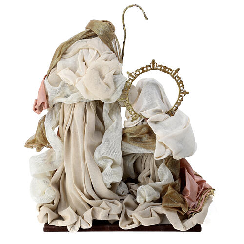 Holy Family on a wooden base, resin and fabric, pink and gold, 40x30x20 cm 7