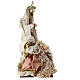 Holy Family on a wooden base, resin and fabric, pink and gold, 40x30x20 cm s6