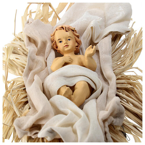 Nativity set of 3, resin and fabric, h 50 cm 2