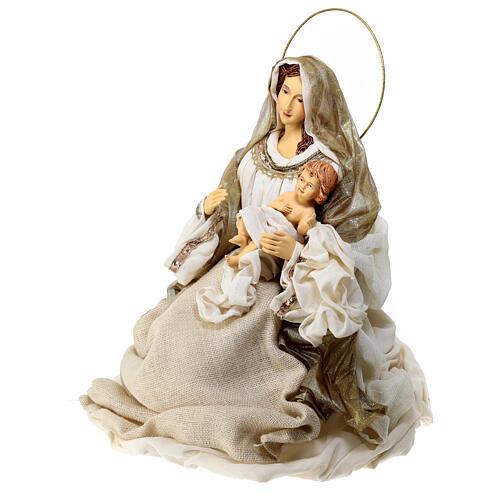 Holy Family set of 2, resin and fabric, gold and ivory, h 70 cm 5