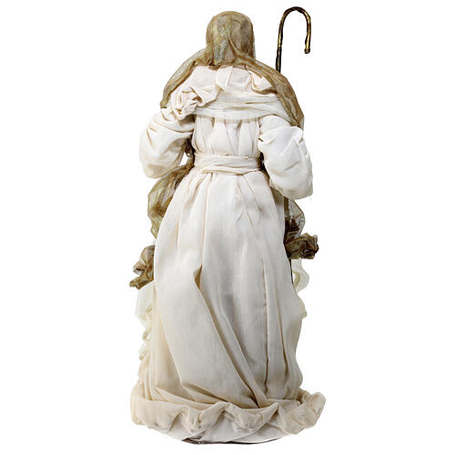 Set Sacra Famiglia 2 pezzi resina stoffa oro avorio h 70 cm 9