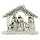 Cabane Nativité Rois Mages blanc argent 20x25x5 cm s1