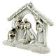 Cabane Nativité Rois Mages blanc argent 20x25x5 cm s2