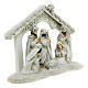 Cabane Nativité Rois Mages blanc argent 20x25x5 cm s3