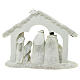 Cabane Nativité Rois Mages blanc argent 20x25x5 cm s4