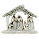 Nativity scene with three Magi white gold stable 20x25x5 cm s1