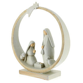 Holy Family with round stable resin 20x20x5 cm