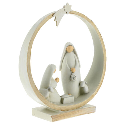 Holy Family with round stable resin 20x20x5 cm 3