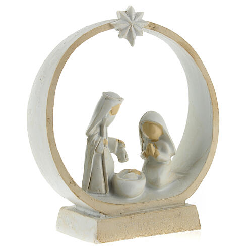 Round stable with Nativity, resin, 10x10x5 cm 3