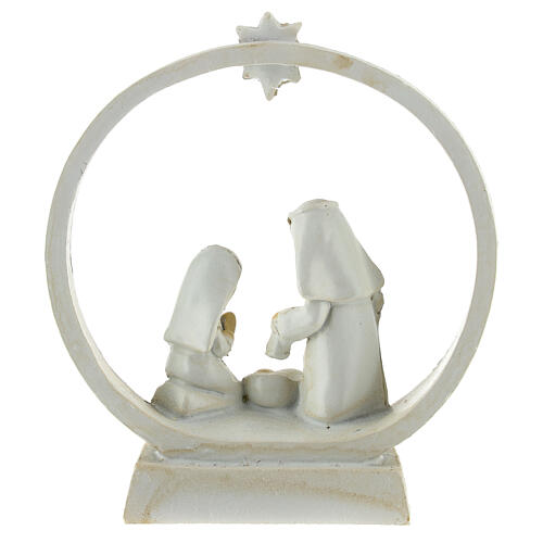 Round stable with Nativity, resin, 10x10x5 cm 4