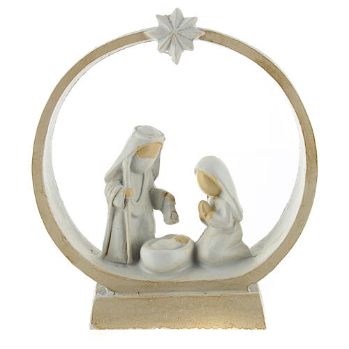 Modern nativity scene Holy Family round stable in resin 10x10x5 cm 1