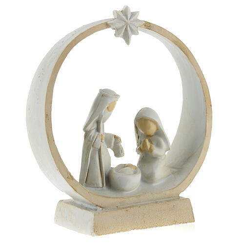 Modern nativity scene Holy Family round stable in resin 10x10x5 cm 3