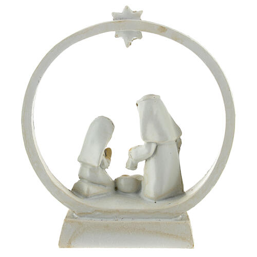 Modern nativity scene Holy Family round stable in resin 10x10x5 cm 4