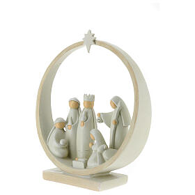 Nativity with Wise Men and round stable, resin, 20x20x5 cm