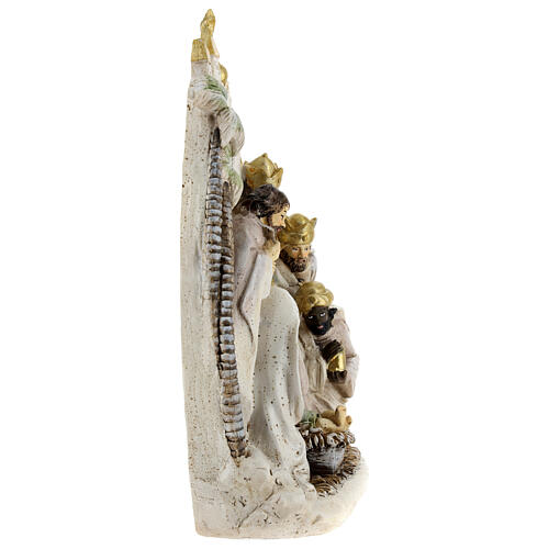 Holy Family Three Kings landscape palm trees resin 25x20x5 cm 4