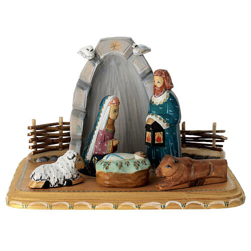 Russian Nativity, carved painted wood, 7 in 1