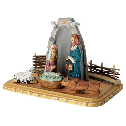 Russian Nativity, carved painted wood, 7 in 3