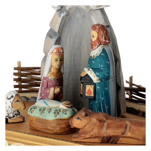 Russian Nativity, carved painted wood, 7 in 4