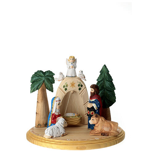 Nativity Holy Family in painted Russian wood 16 cm 1