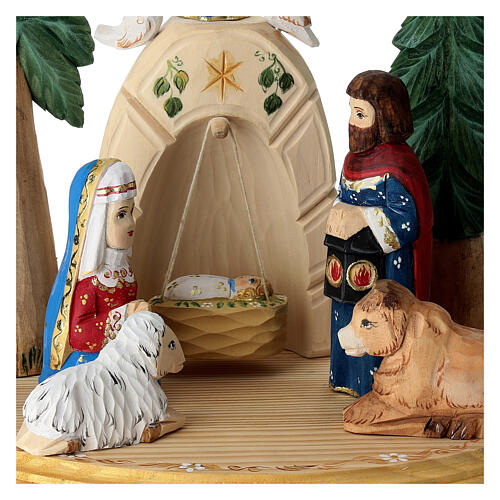 Nativity Holy Family in painted Russian wood 16 cm 2