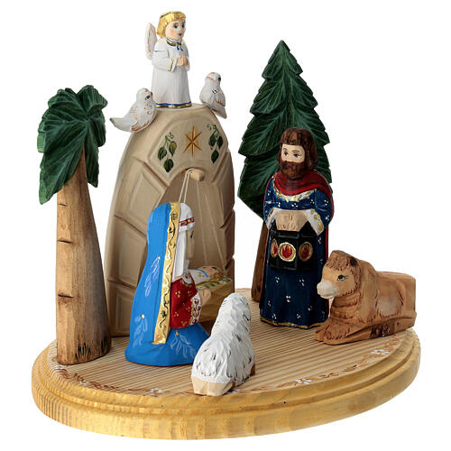 Nativity Holy Family in painted Russian wood 16 cm 4