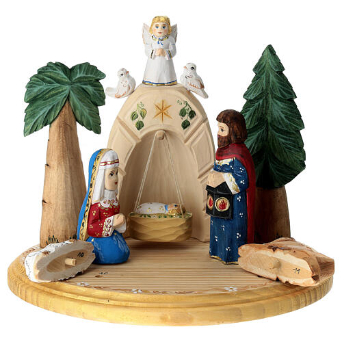 Nativity Holy Family in painted Russian wood 16 cm 5