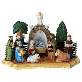 Russian Nativity Scene, carved and hand-painted wood, 6 in