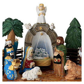 Russian Nativity Scene, carved and hand-painted wood, 6 in