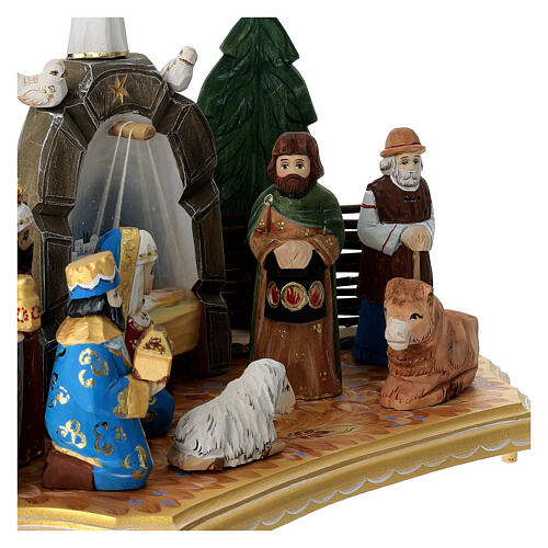 Russian Nativity Scene, carved and hand-painted wood, 6 in 6