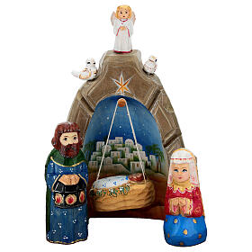Nativité de Jésus 16 cm bois sculpté peint à la main