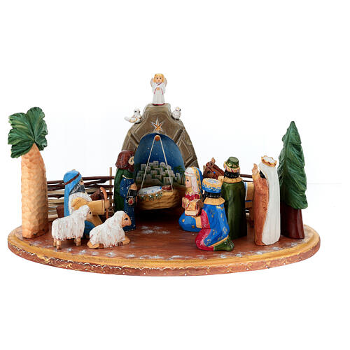 Complete Nativity Birth of Jesus 16 cm hand painted carved wood 1