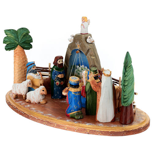 Complete Nativity Birth of Jesus 16 cm hand painted carved wood 3