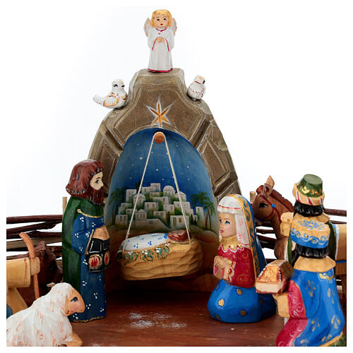 Complete Nativity Birth of Jesus 16 cm hand painted carved wood 4