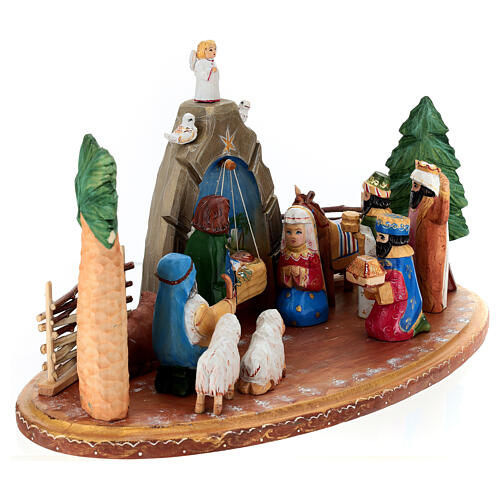 Complete Nativity Birth of Jesus 16 cm hand painted carved wood 5