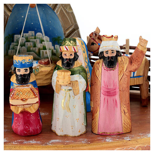 Complete Nativity Birth of Jesus 16 cm hand painted carved wood 6