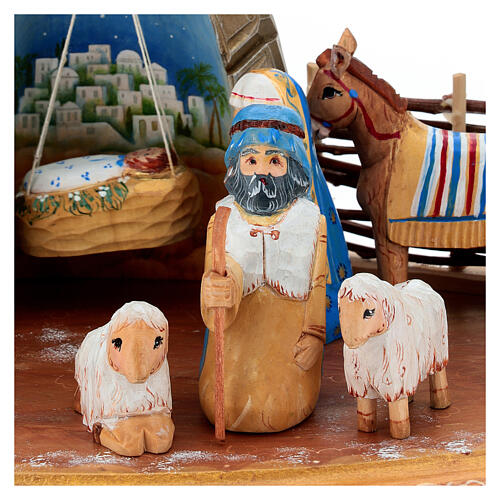 Complete Nativity Birth of Jesus 16 cm hand painted carved wood 7