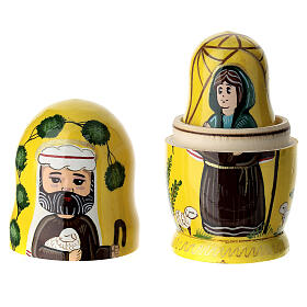 Yellow Russian doll with Nativity, set of 3, hand-painted, 4 in