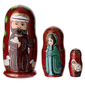 Red Russian doll with Nativity, hand-painted