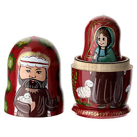 Poupée russe rouge avec Nativité 3 poupées 10 cm peinte à la main