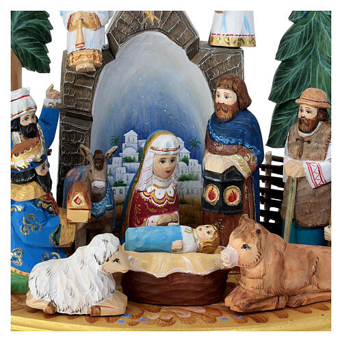 Traditional Russian Nativity Scene, painted wood, 8 in 2