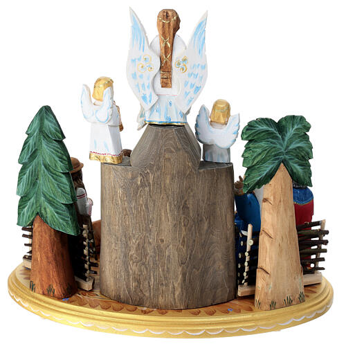 Traditional Russian Nativity Scene, painted wood, 8 in 8