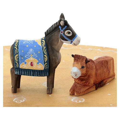 Traditional Russian Nativity Scene, painted wood, 8 in 7