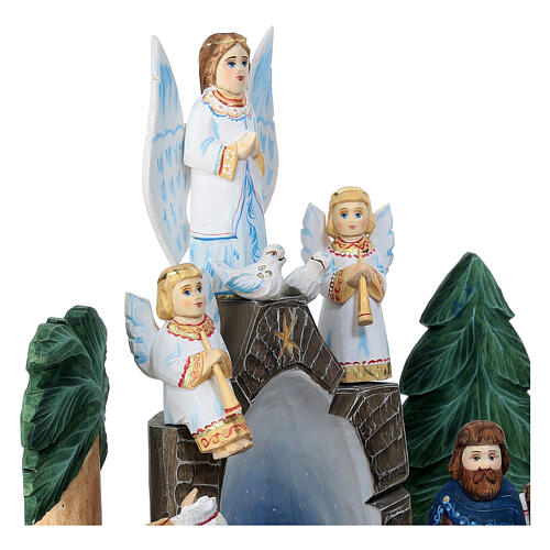 Nativity scene in painted wood 20 cm traditional Russian 7