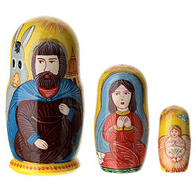 Yellow Russian doll with Nativity, Florence, set of 3, 4 in