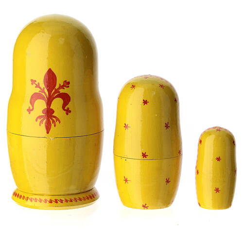 Yellow Russian doll with Nativity, Florence, set of 3, 4 in 3